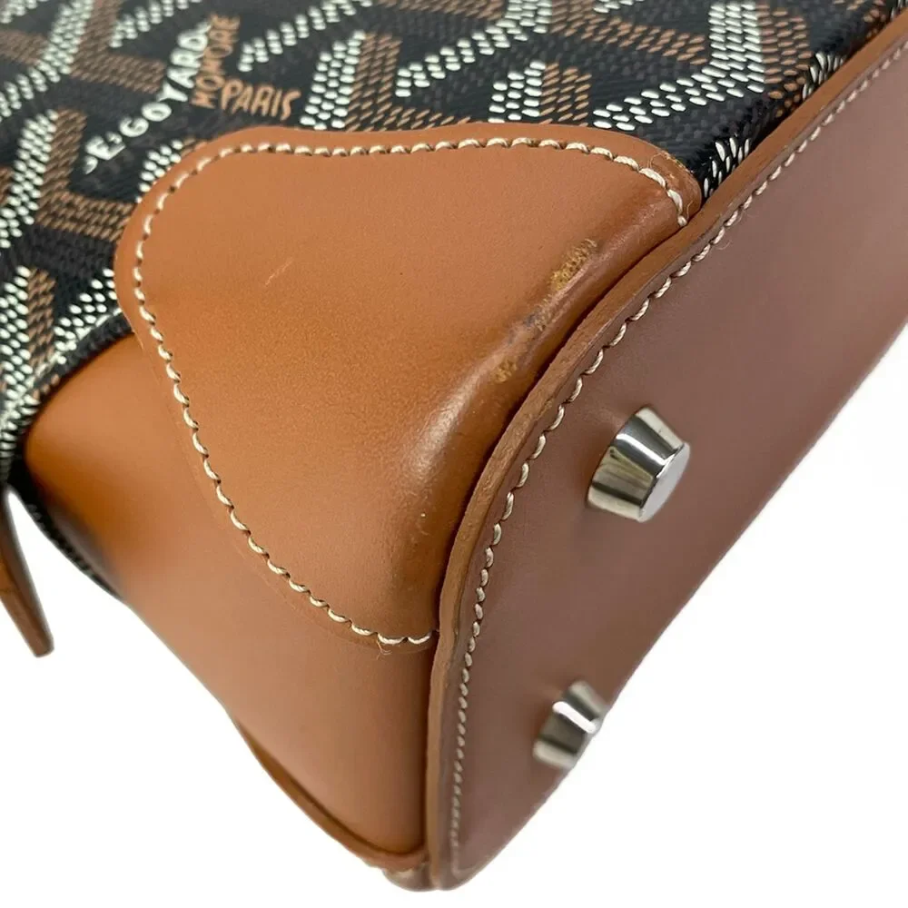 Goyard Vendome mini Handbag Black Brown White Coated Canvas Leather